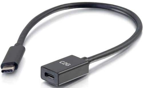 C2G - 757120286578 1-feet USB Type-C 3.1 Male to Female Cable - Black