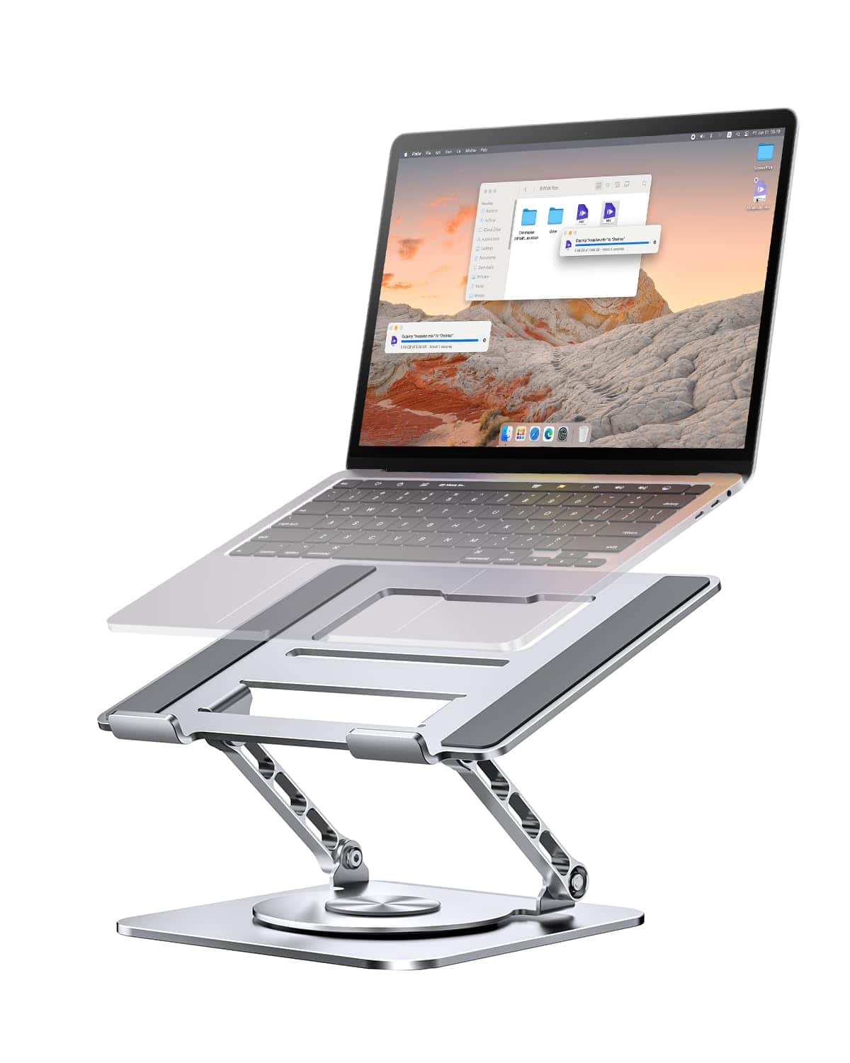 HongFei - Laptop Stand for Desk, Ergonomic Laptop Riser with 360° Rotating Base, Foldable Notebook Holder for 10-15" Laptops - Black