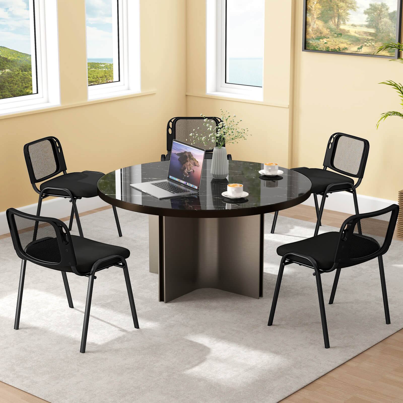 Alt View 1. Costway - Costway Mesh Conference Room Chairs Set of 5 with Upholstered Fabric Seat for Home Office - Black.