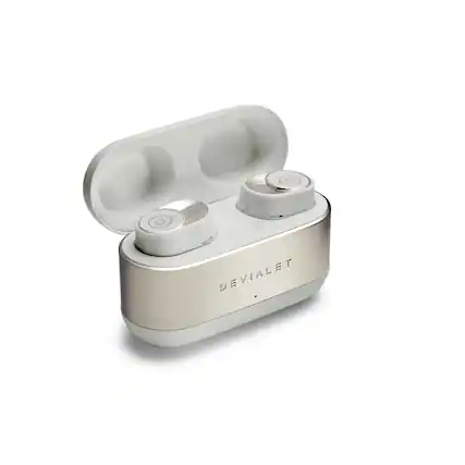 Front. Devialet Gemini - II Wireless In-Ear Bluetooth Earbuds - Light Pearl.