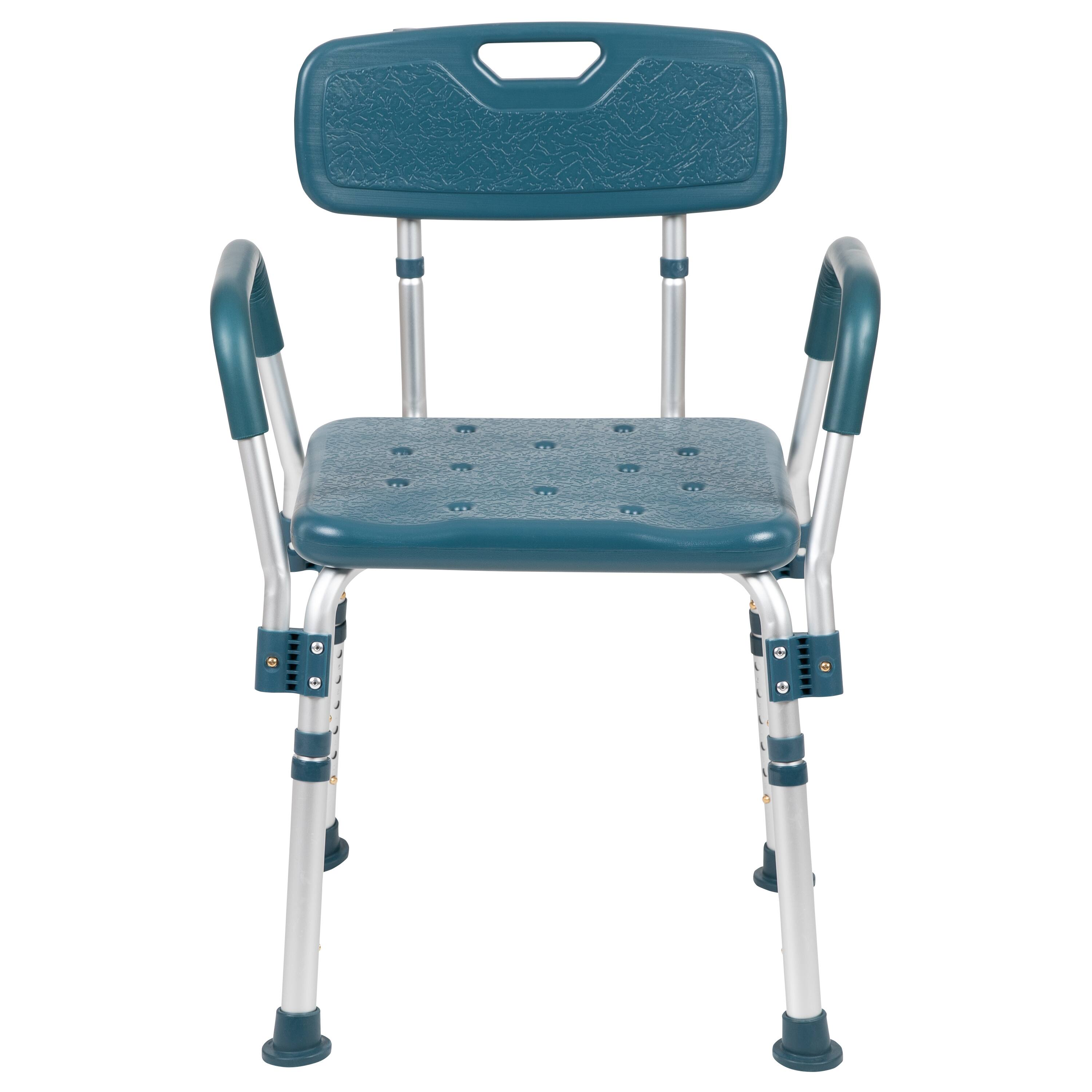 Alt View 8. Emma + Oliver - 300 Lb. Capacity Quick Release Back & Arm Shower Chair - Navy.