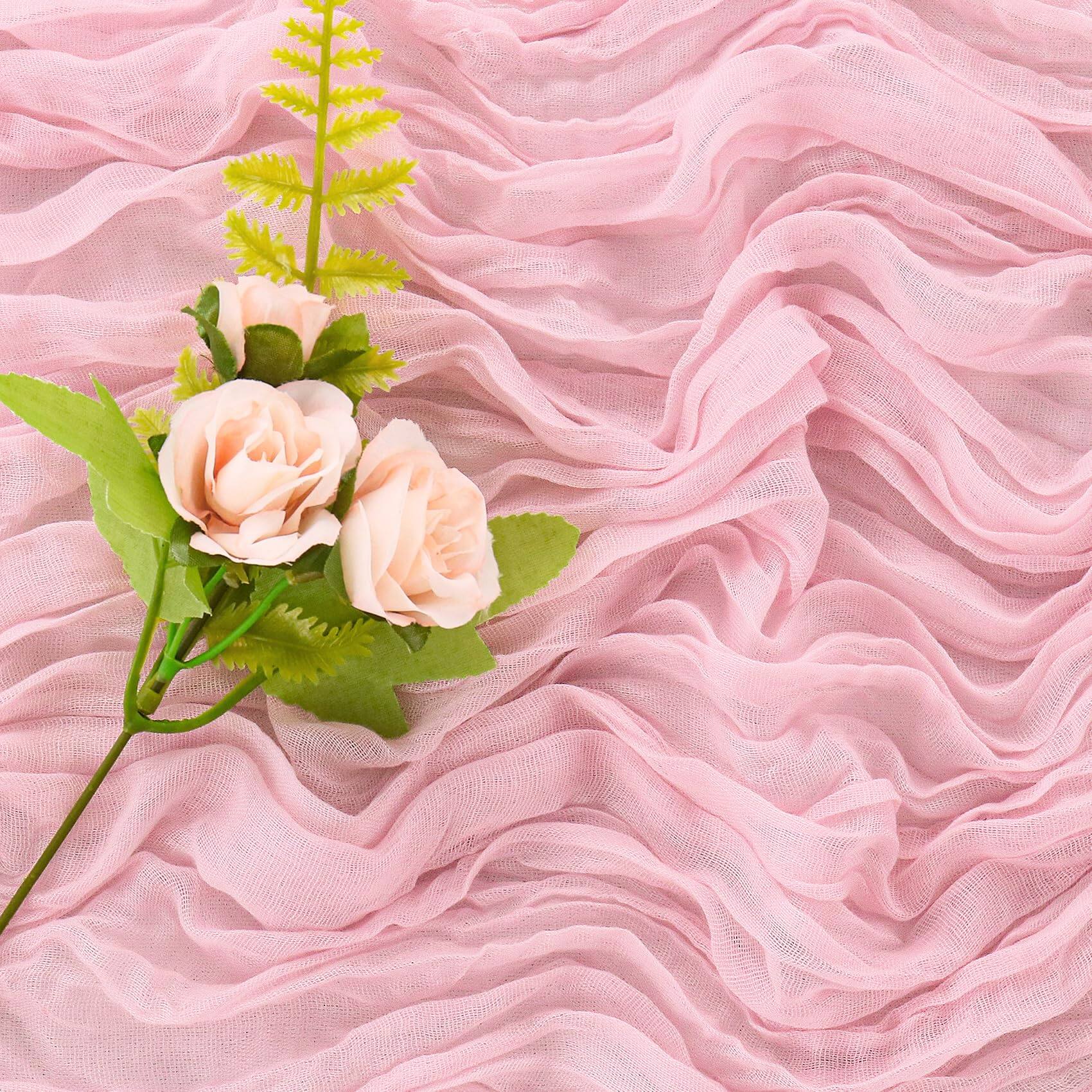 Alt View 5. Dapper Styles - Cheesecloth Table Runner Boho Gauze Fabric Rustic Sheer For Wedding Birthday Shower Party Decoration - Red-35" x 120"-6 Pack.