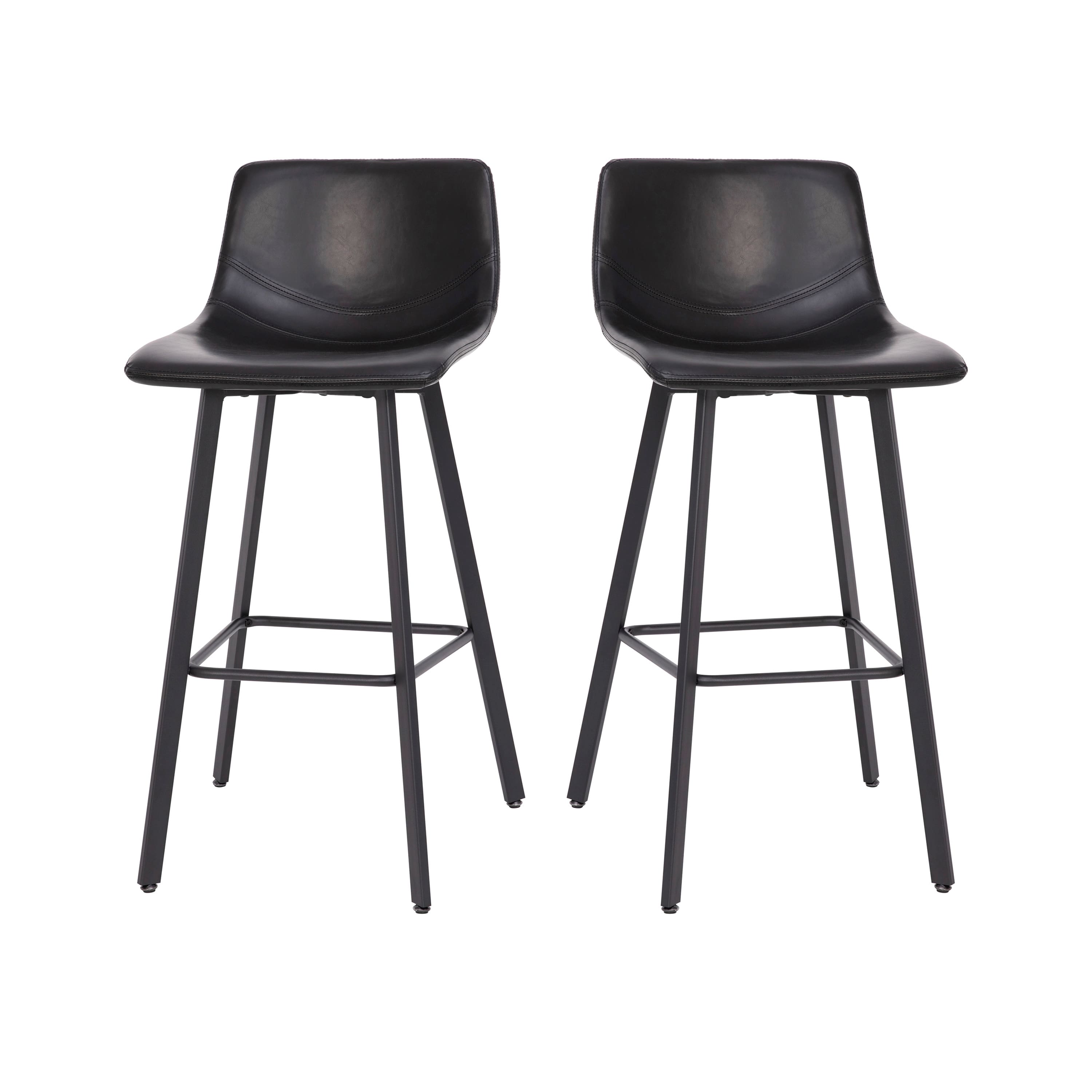 Flash Furniture - Caleb Modern Armless 30 Inch Bar Height Commercial Grade Barstools with Footrests LeatherSoft and Matte I - Black