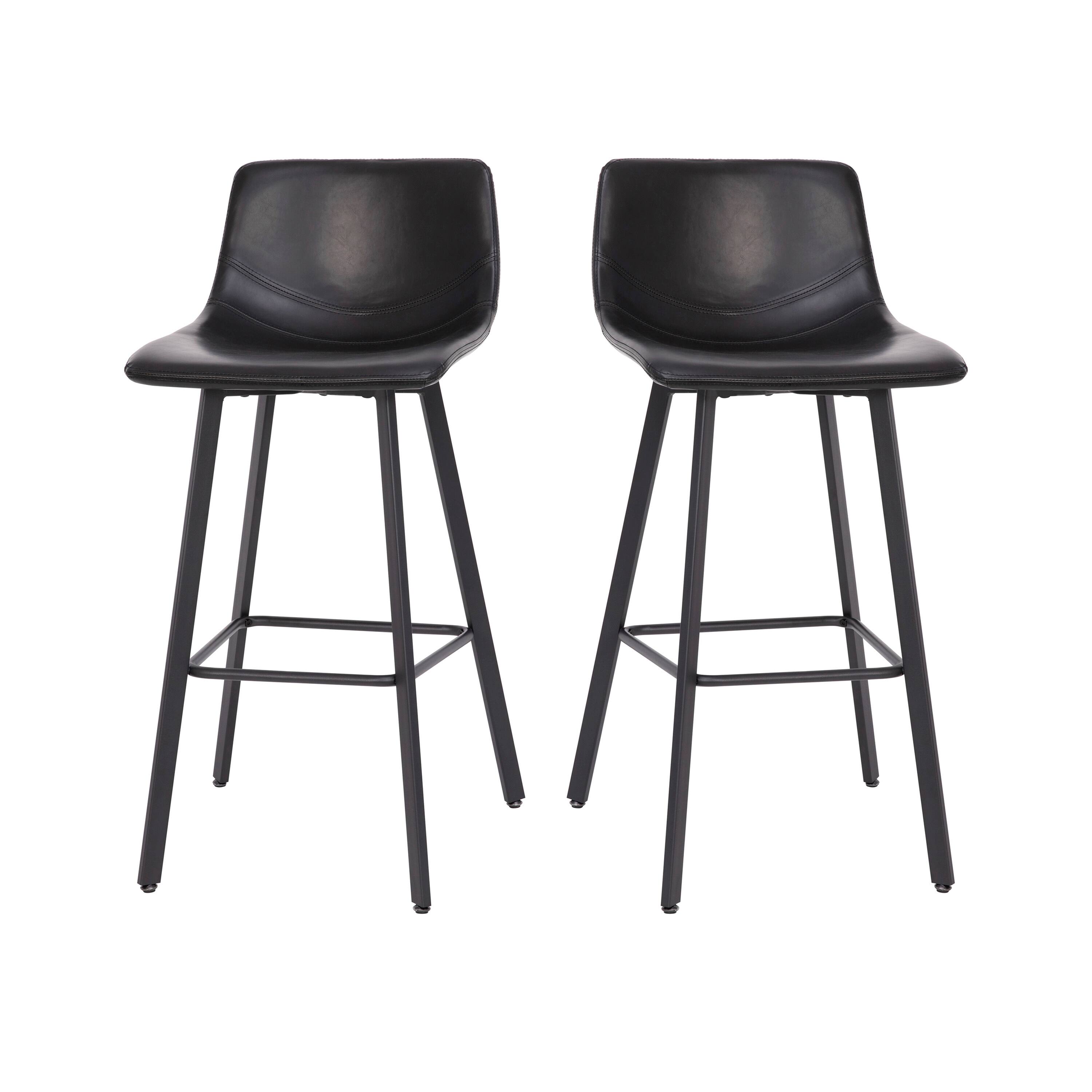 Front. Flash Furniture - Caleb Modern Armless 30 Inch Bar Height Commercial Grade Barstools with Footrests in Black LeatherSoft and Black Matte I - Black.