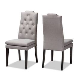 Baxton Studio - Dylin Modern and Contemporary Fabric Upholstered Button Tufted Wood Dining Chair Set - Gray