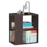 Costway - 2-Tier Side End Table Nightstand Bedside Sofa Table w/ Storage Shelves - Brown