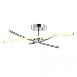 Jonathan Y - Crucis 31.5" Modern Metal Integrated LED Semi Flush Mount - Chrome