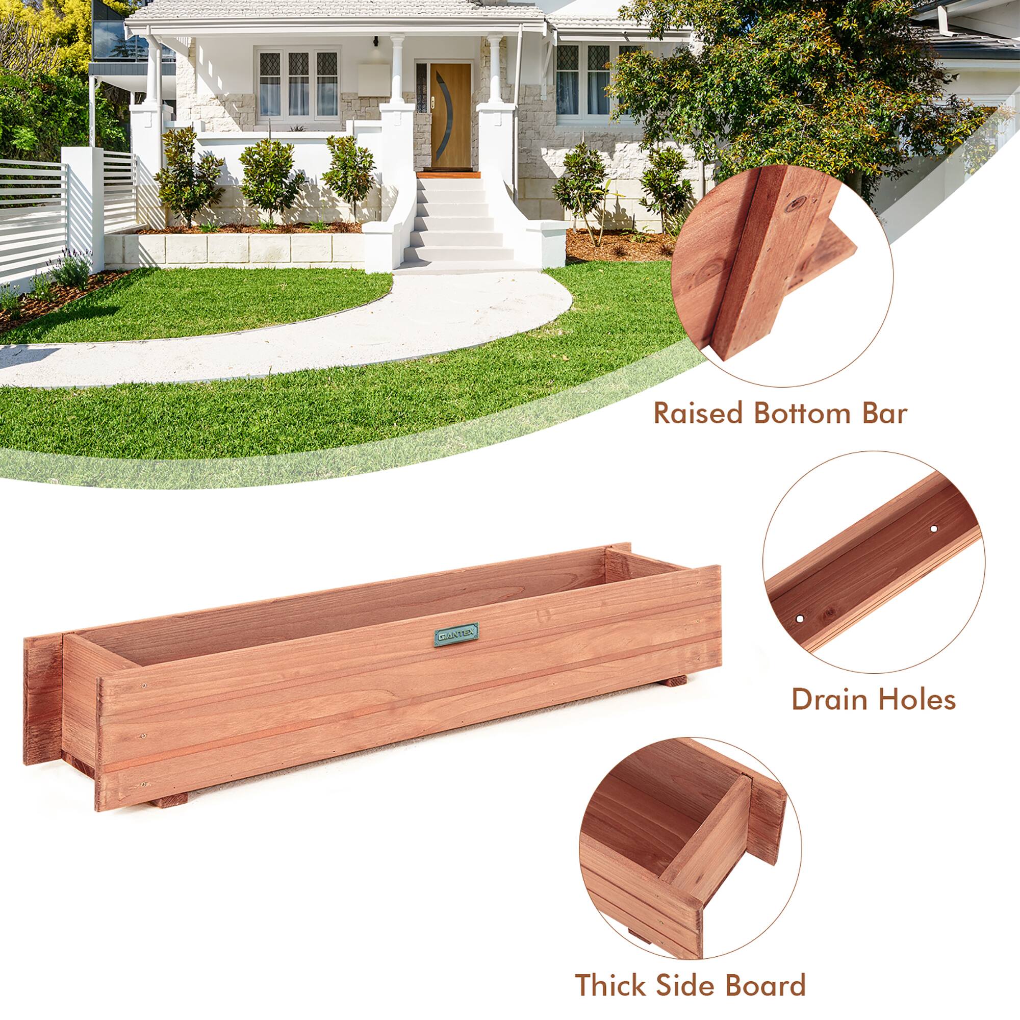 Raised Bottom Bar, Drain Holes, Thick Side Board.