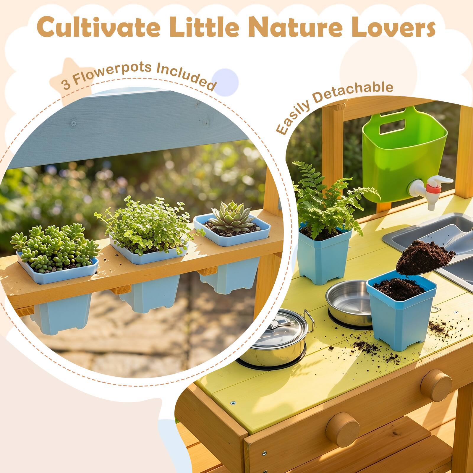 Cultivate Little Nature Lovers  
3 Flowerpots Included  
Easily Detachable