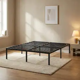 Songmics Home - King Metal Bed Frame 18 Inches Tall, Heavy-Duty Platform Bed, with Under-Bed Storage - Matte Black