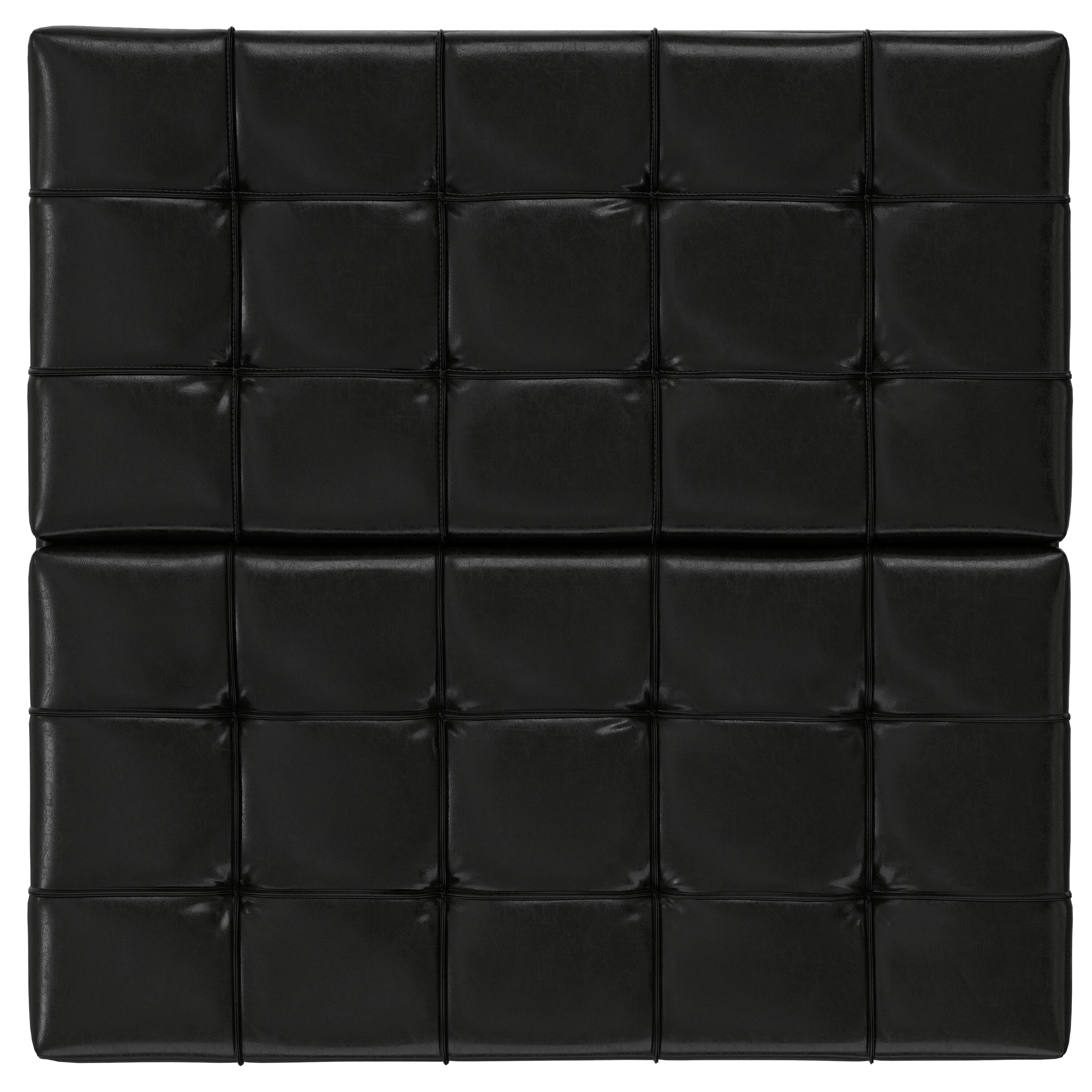 Alt View 1. Simpli Home - Harrison 40 inch Transitional Square Large Coffee Table Storage Ottoman in Midnight Black Vegan Faux Leather, Assembled - Midnight Black.