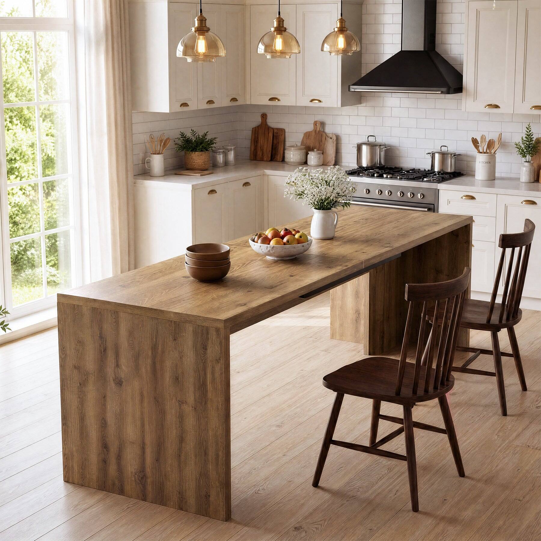 Alt View 1. Tribesigns - Solid Wood Dining Table with Rectangular Top for Everyday Meals and Family Gatherings - Brown.