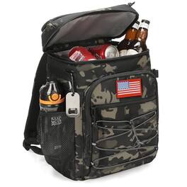 Live At Space - Backpack Cooler 25l Insulated Leak proof Heavy Duty Large Lunch Waterproof Ice Chest For Men Women Adults Work Daytrip - Black Camo