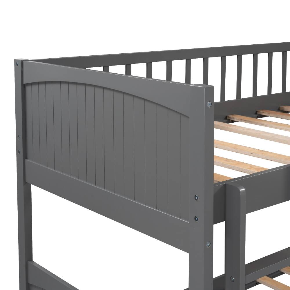 Alt View 7. Loheer - Loheer Triple Bunk Bed Twin Size with Loft Attached Gray Wood - Gray.