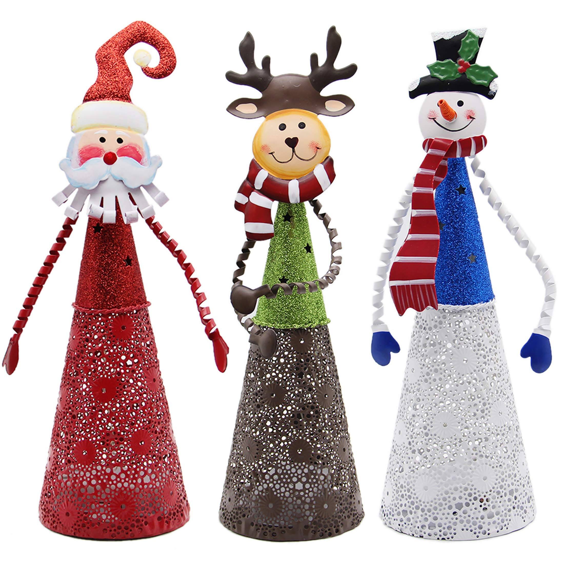 Alt View 5. Refined Abode Design - Lighted Christmas Table Decorations Set Indoor Led Lighting Santa Snowman Reindeer Xmas Holiday Party - MULTI.