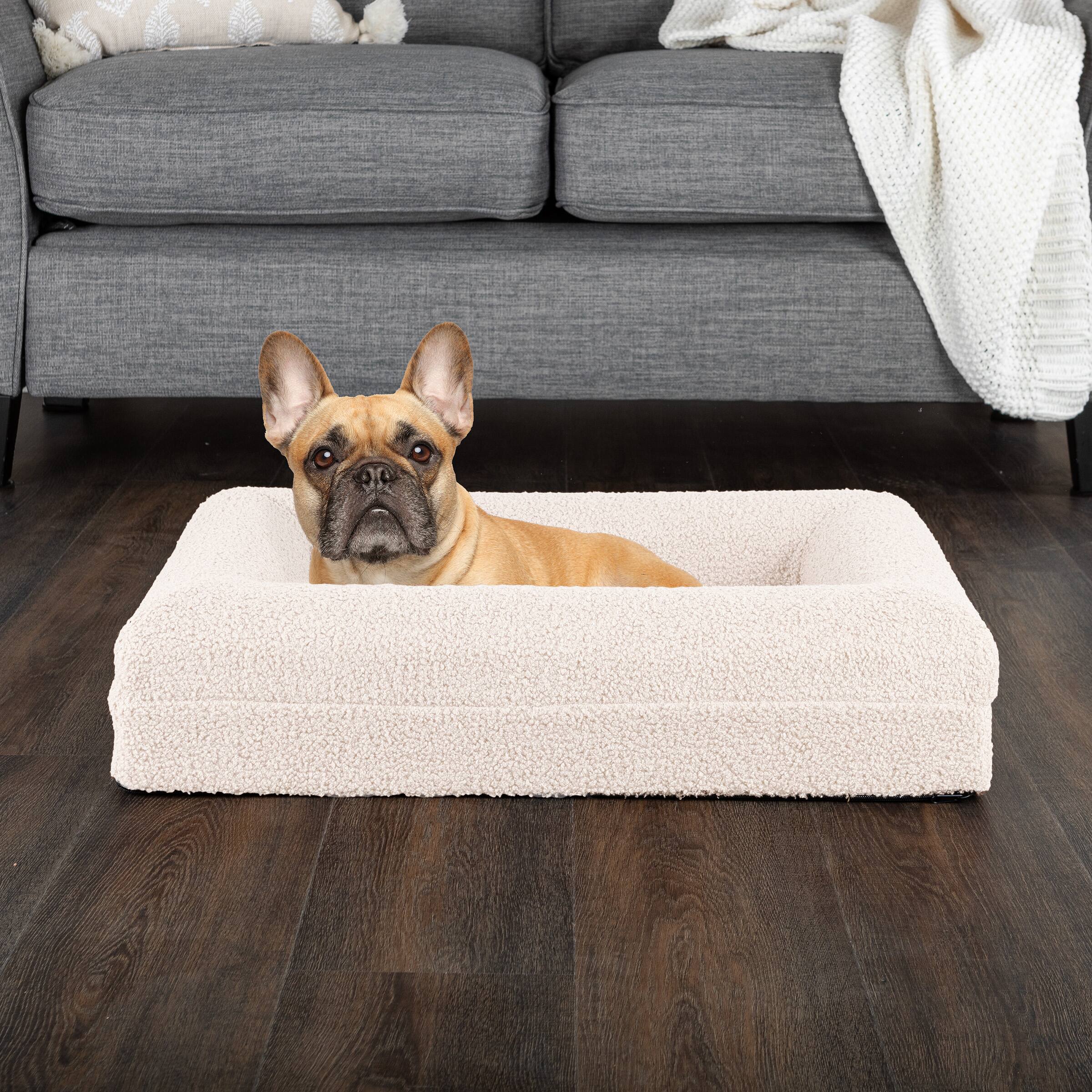 Alt View 1. PetMaker - 26in Small Dog Bed with Bolster - Cream.