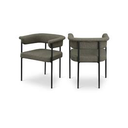 Meridian Furniture - Malin Olive Boucle Fabric Dining Chair, Set of 2 - Green