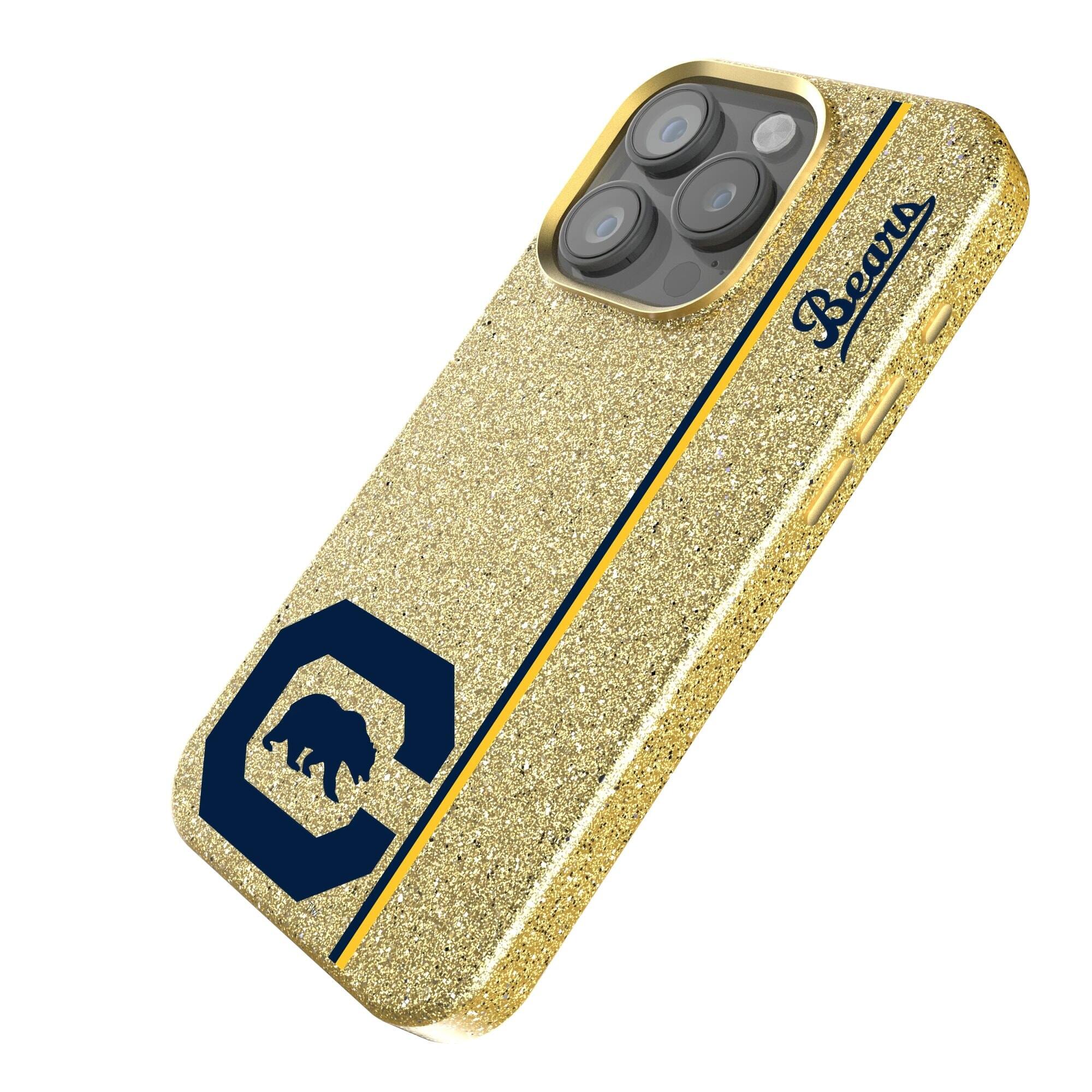 Alt View 1. Keyscaper - Gold Cal Bears iPhone Bling Case - 14 Pro - Gold.