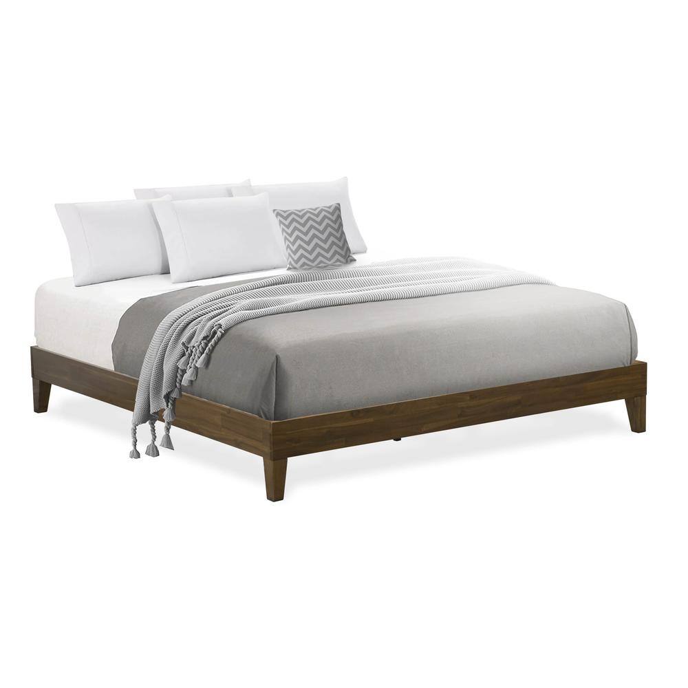Left. East West Furniture - East West Furniture Queen Size Bed Frame with 4 Solid Wood Legs and 2 Extra Center Legs - Walnut Finish - Multi-Color.
