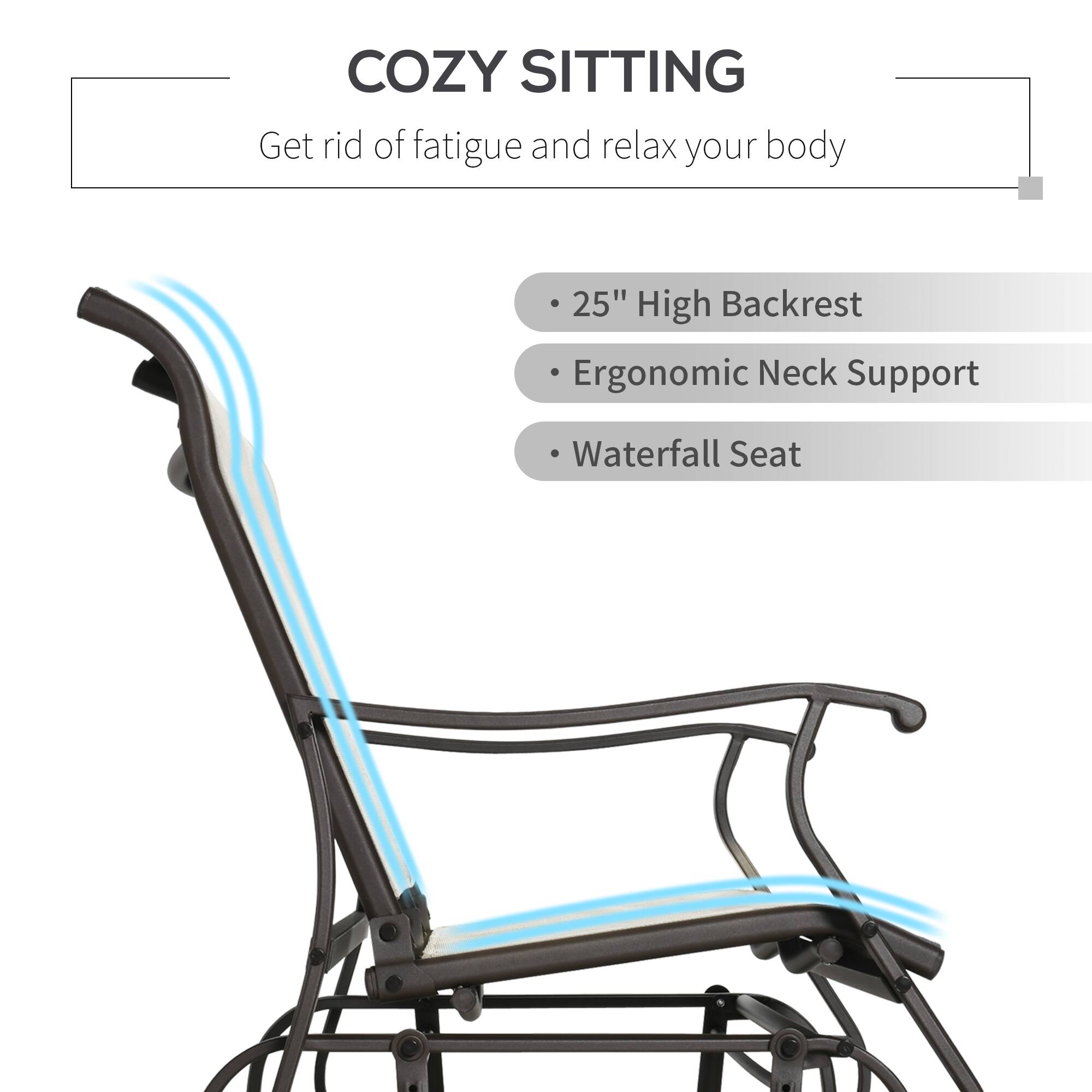 COZY SITTING
Get rid of fatigue and relax your body

25" High Backrest
Ergonomic Neck Support
Waterfall Seat