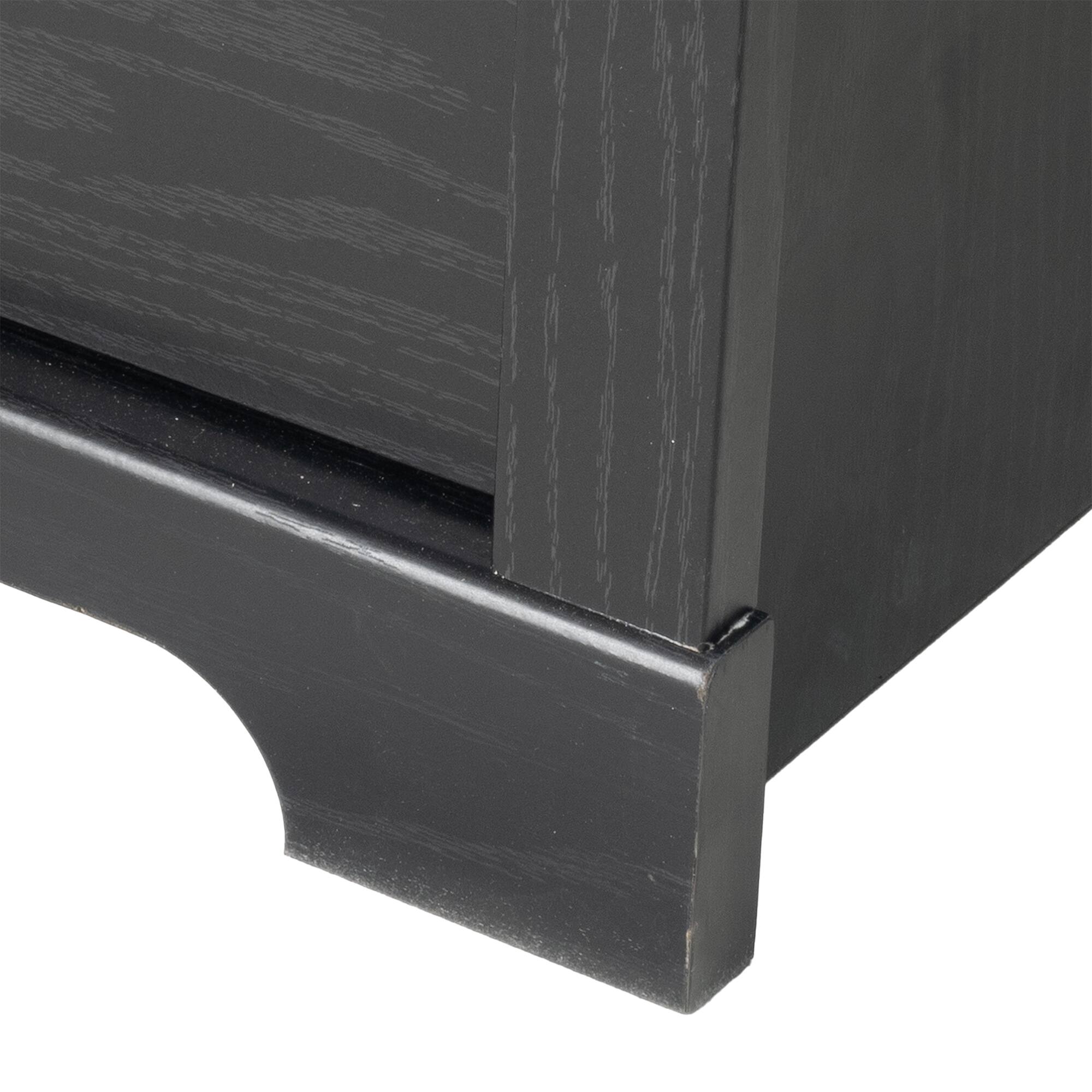 Alt View 7. Vaczon - Rustic Black Nightstand Bedside Table with Open Shelf and 2 Drawers - Black.