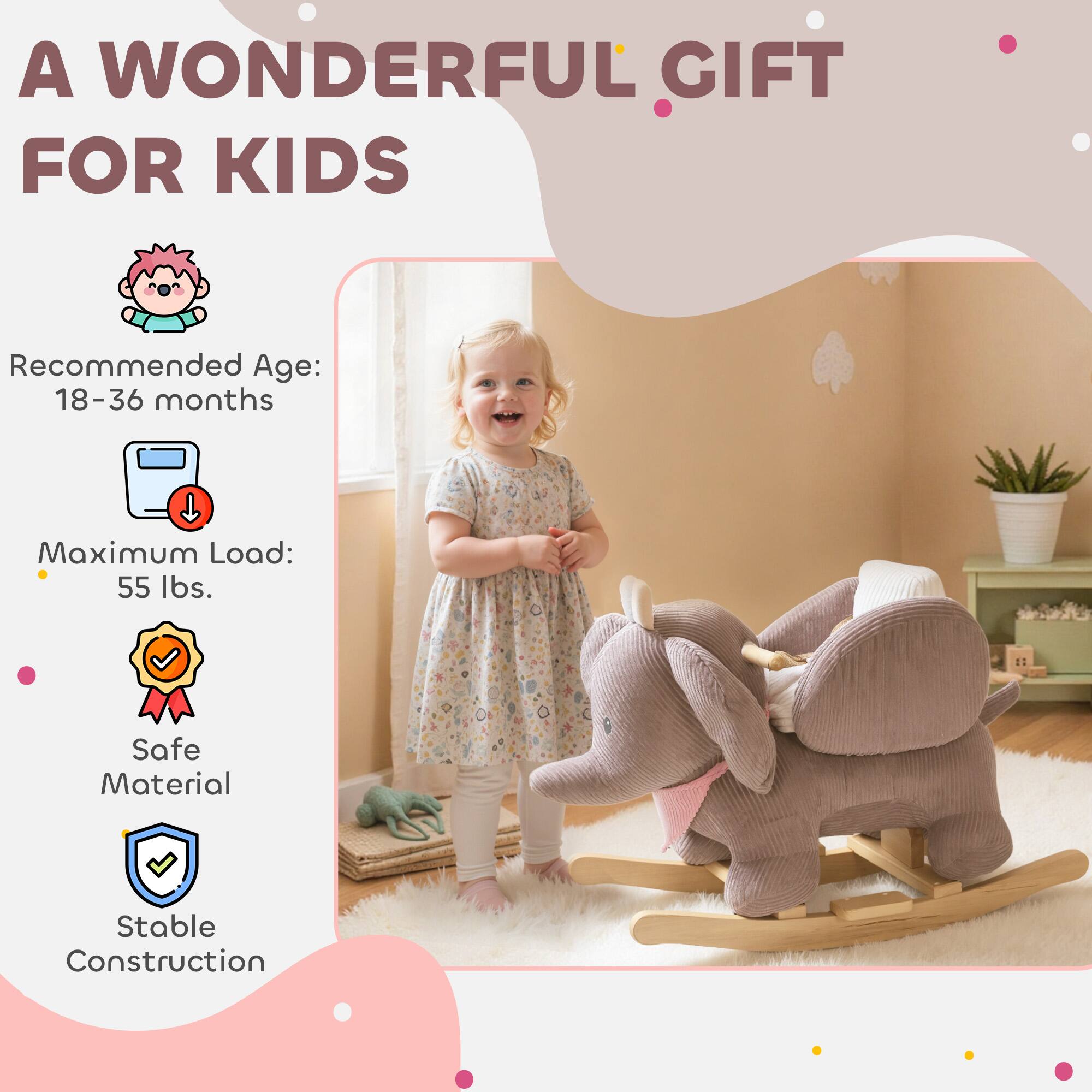 A WONDERFUL GIFT FOR KIDS

Recommended Age: 18-36 months

Maximum Load: 55 lbs.

Safe Material

Stable Construction