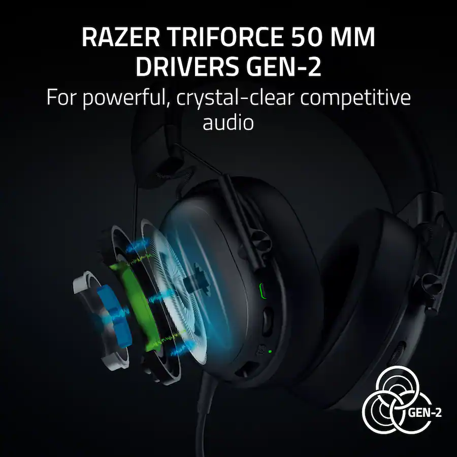 RAZER TRIFORCE 50 MM DRIVERS GEN-2 Para un audio competitivo potente y nítido GEN-2