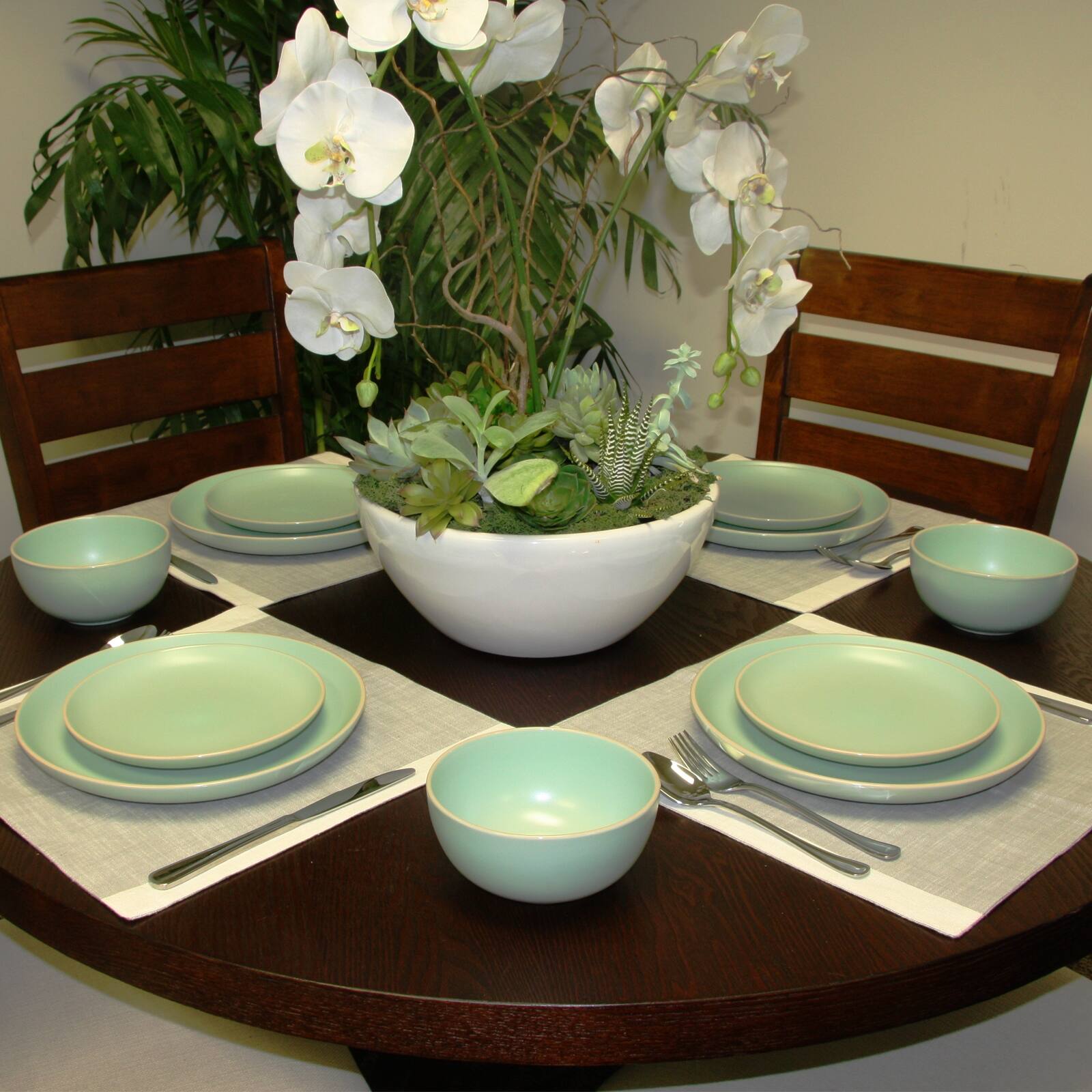Alt View 4. Gibson - Gibson Home Rockaway 12 Piece Stoneware Dinnerware Set In Matte Teal - Green.