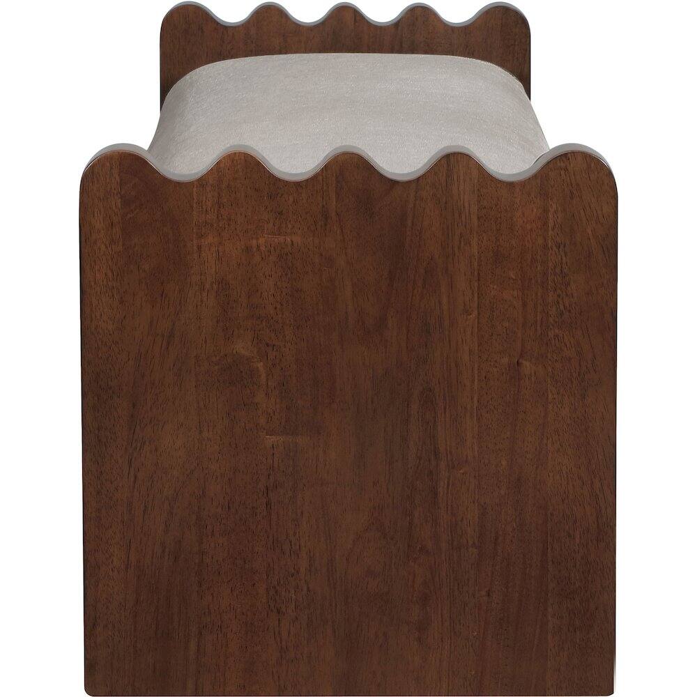 Alt View 3. Meridian Furniture - Sonia Beige Velour Fur Fabric Bench - Beige.