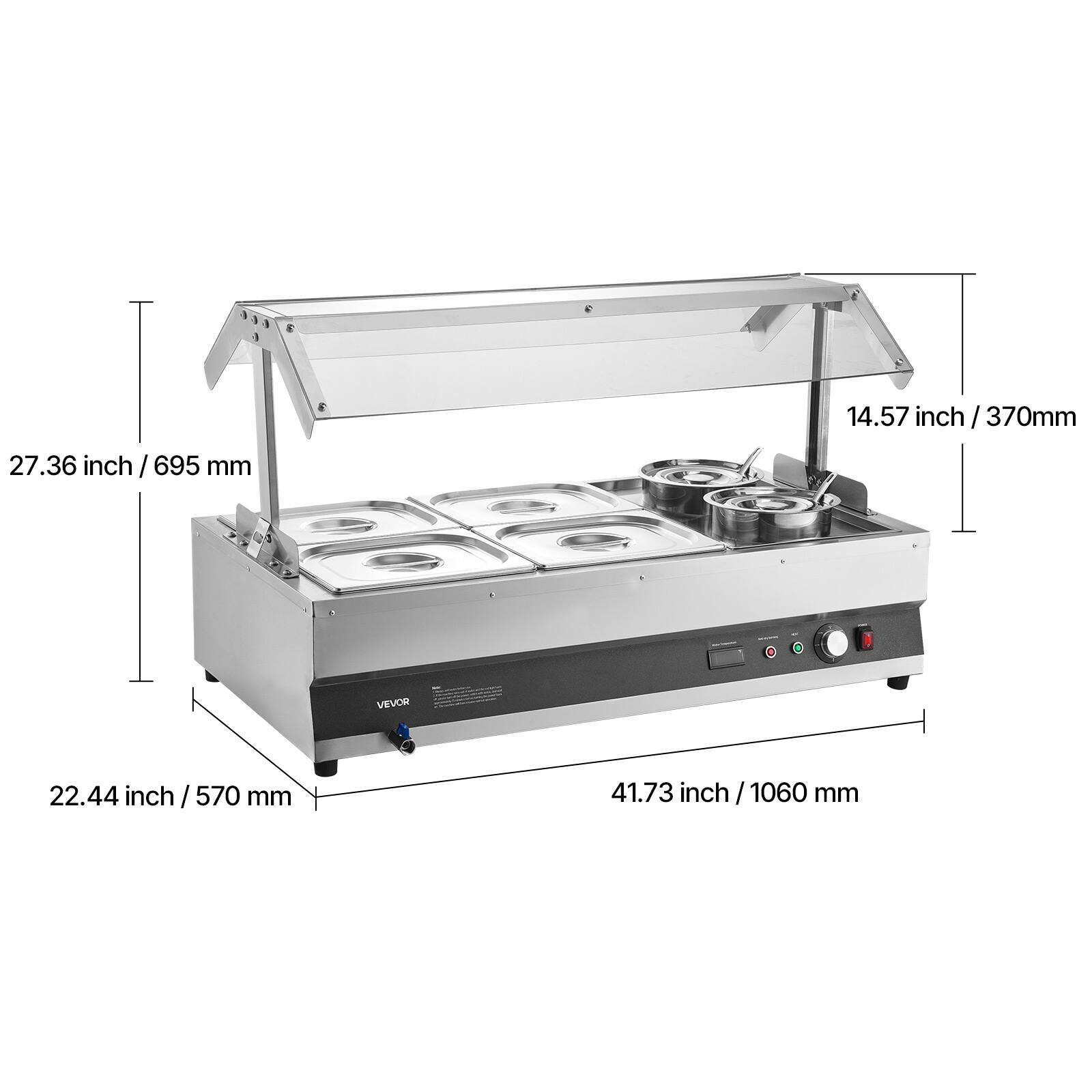 14.57 inch / 370 mm  
27.36 inch / 695 mm  
22.44 inch / 570 mm  
41.73 inch / 1060 mm