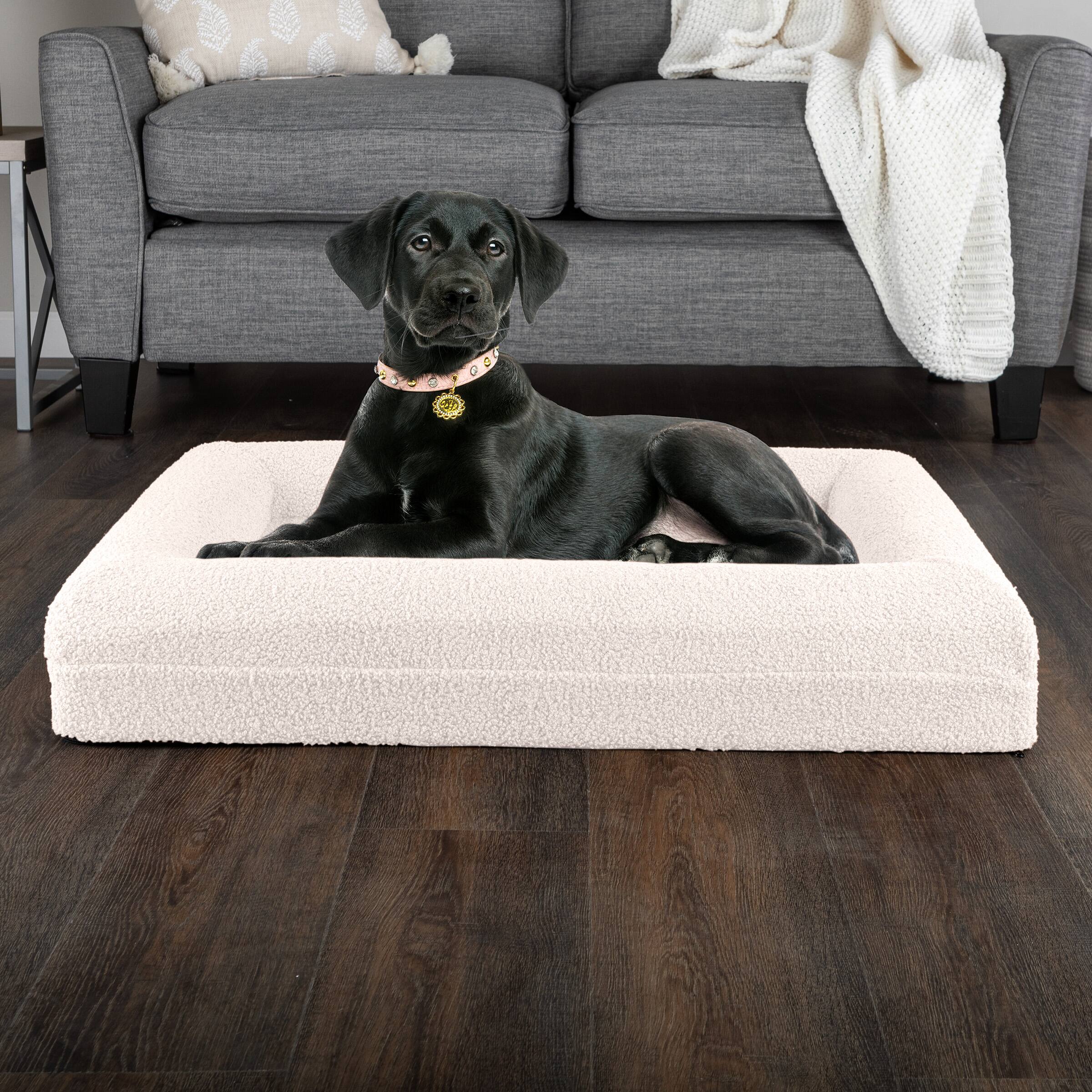 Alt View 1. PetMaker - 33in Medium Dog Bed with Bolster - Cream.