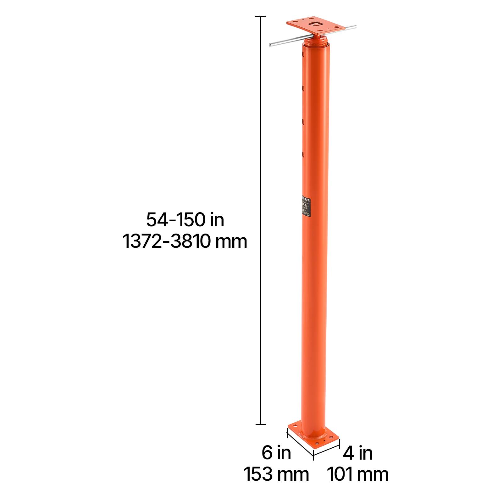 54-150 in  
1372-3810 mm  

6 in  
153 mm  

4 in  
101 mm