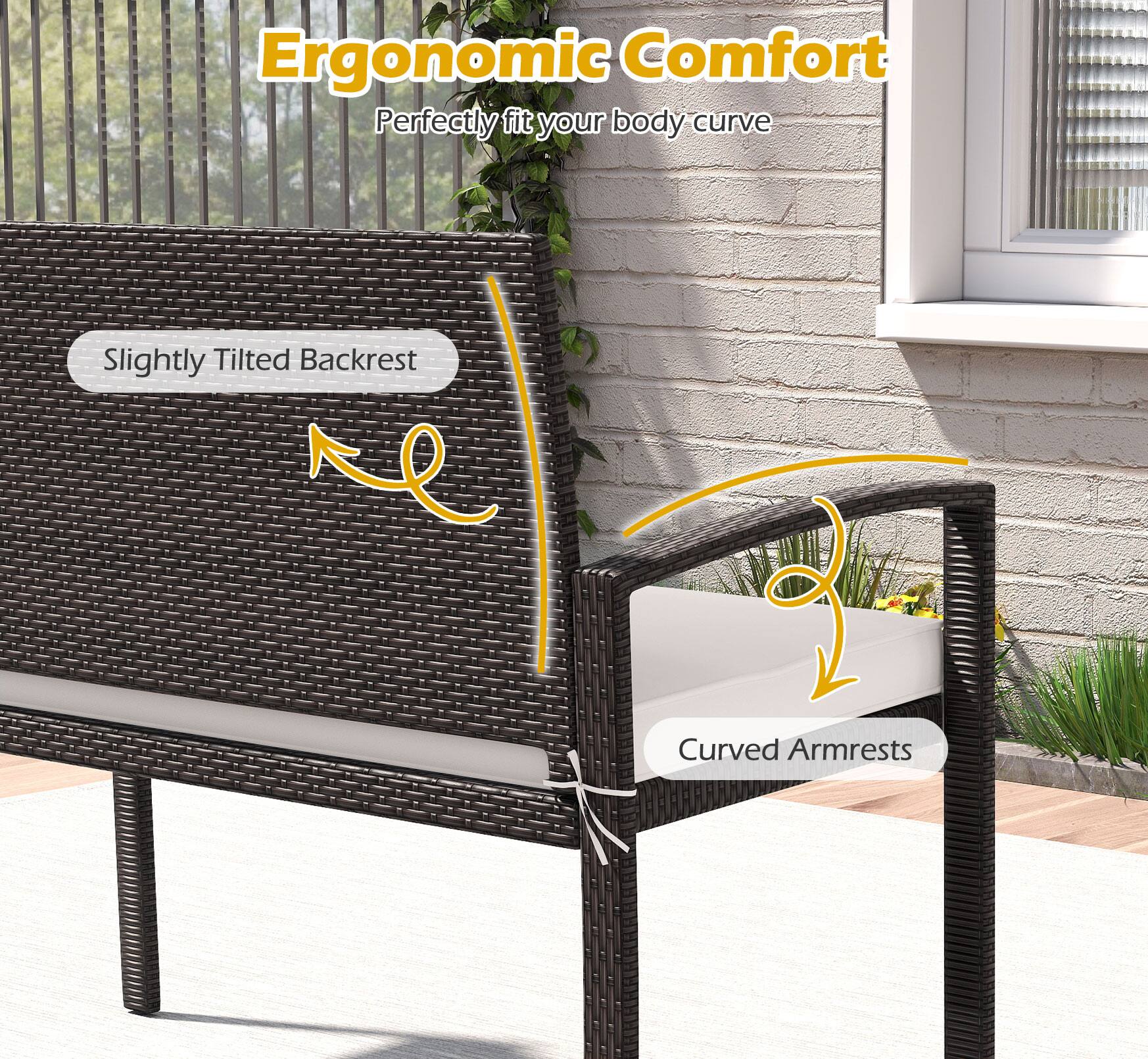 Ergonomic Comfort
Perfectly fit your body curve
Slightly Tilted Backrest
Curved Armrests
