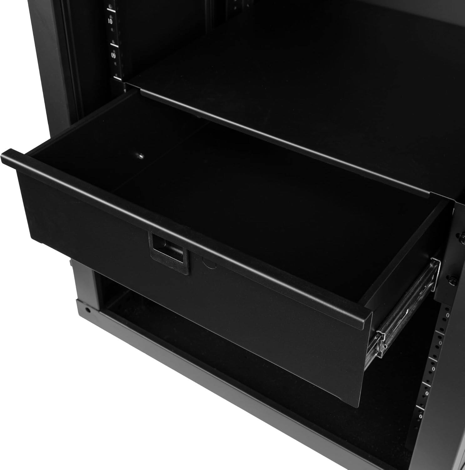 Angle. Gator - 3U Lockable Rack Drawer with 14.2-Inch Depth, 16-Gauge Steel Construction and Rear Cable Access.