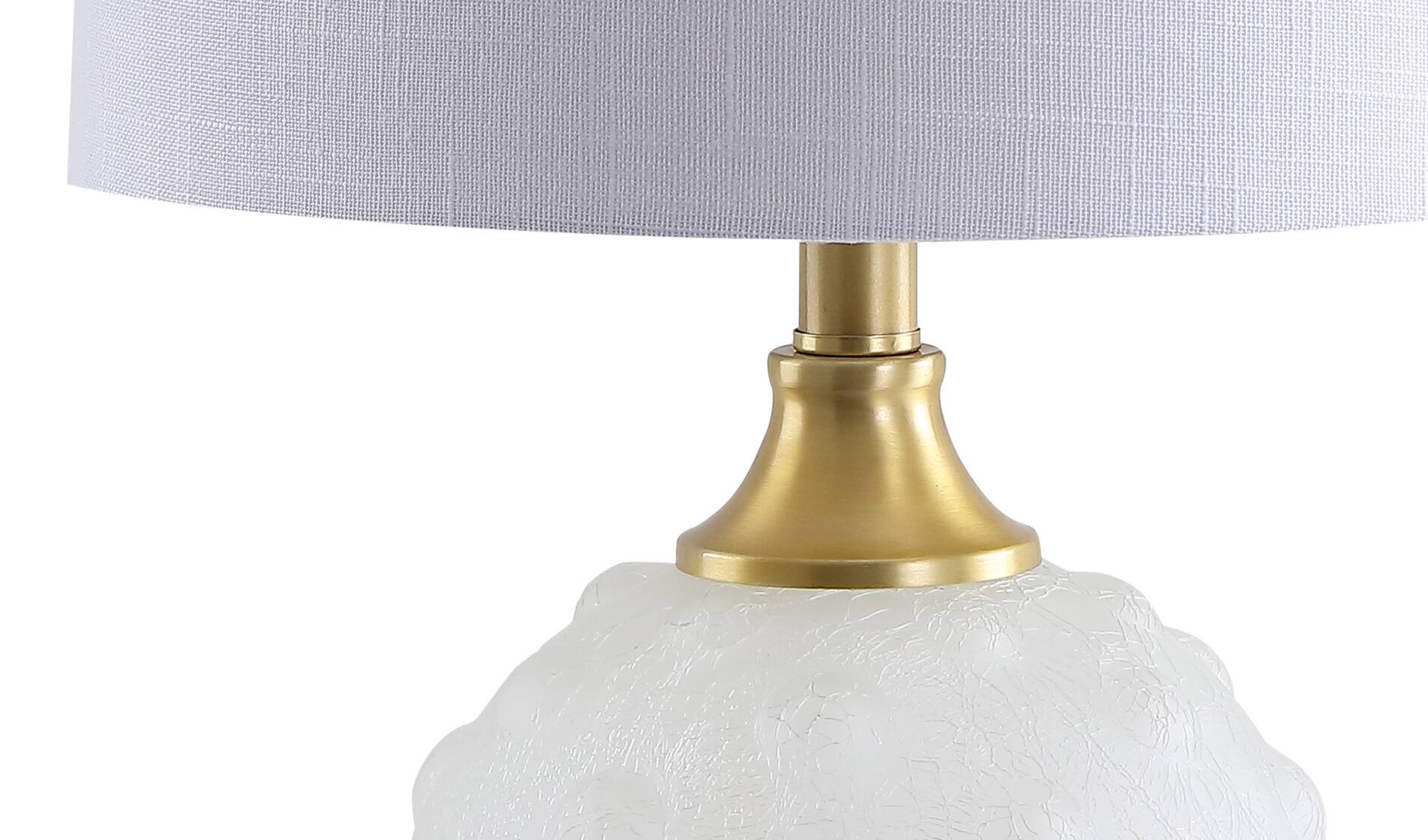 Alt View 4. Jonathan Y - Ilsa 22" Dotted Glass/Metal LED Table Lamp, White/Brass Gold - White/Brass Gold.