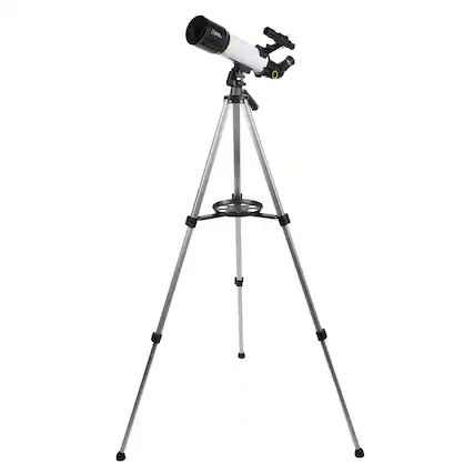 Front. National Geographic - National Geographic SKY VIEW 70 70mm Refractor Telescope with Panhandle Mount - White.