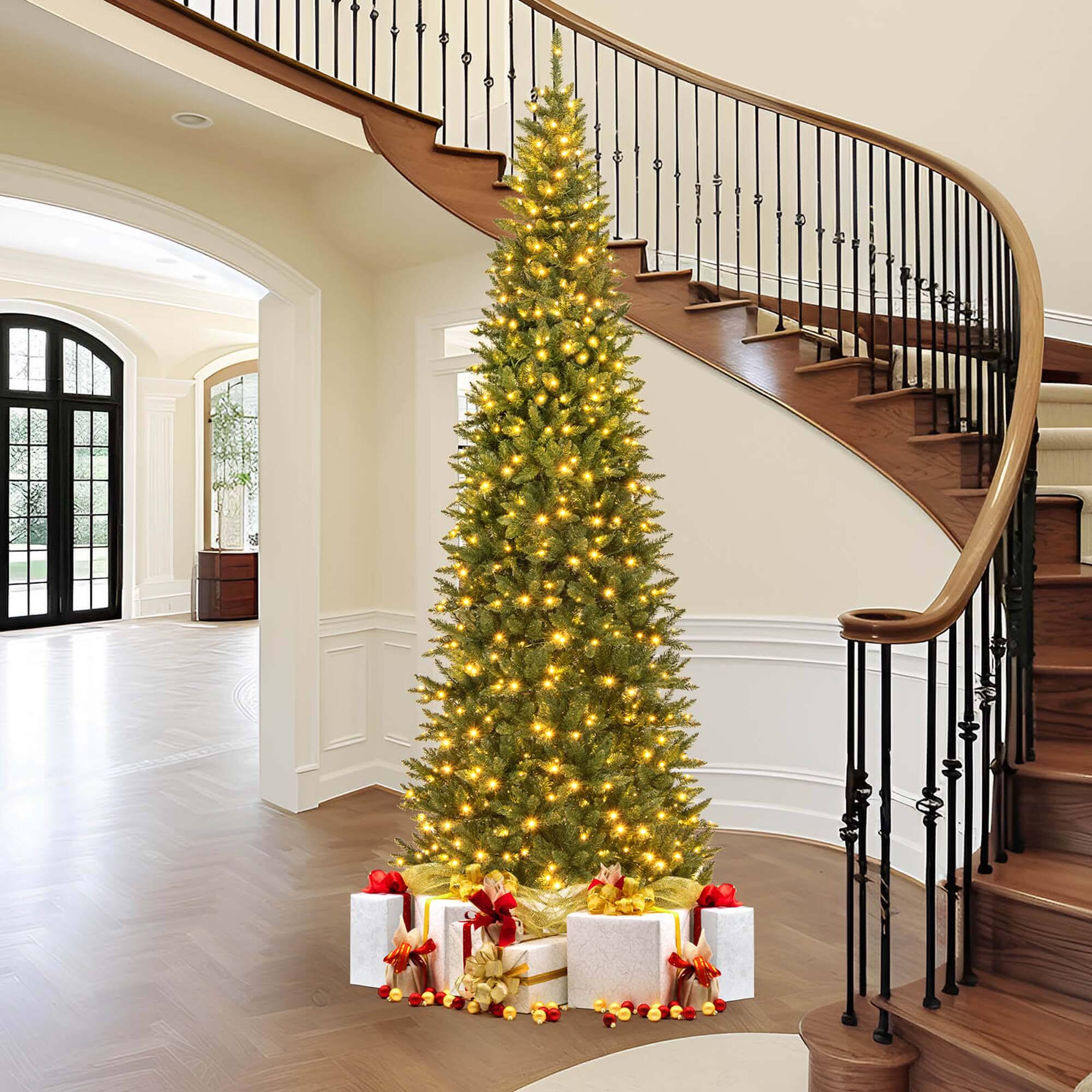 Alt View 3. Costway - Costway 12 FT Artificial Xmas Tree with  Quick Power Connector & 800 Warm White LED Lights - Green.
