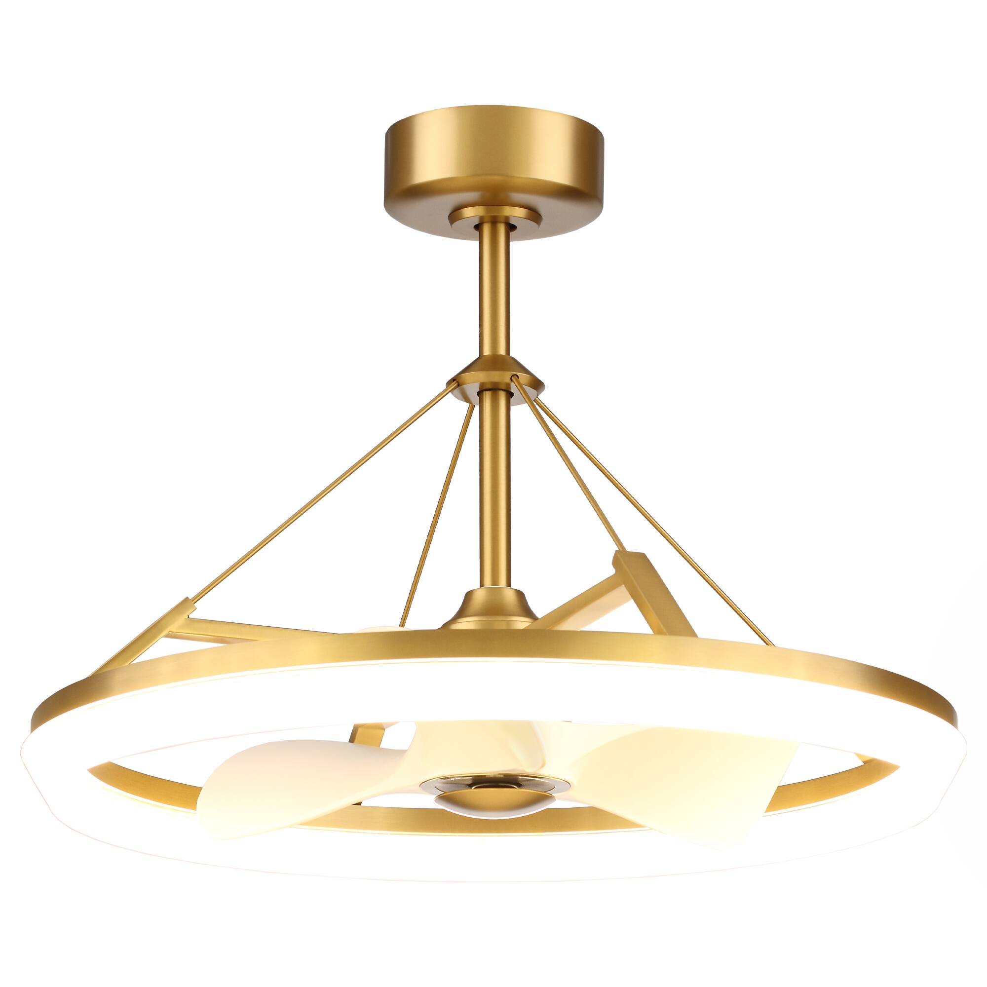 Alt View 4. Parrot Uncle - 30" Modern Gold  3CCT LED Fandelier Ceiling Fan with Light and Remote - Gold.