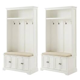 Crosley Furniture - Holbrook Hall Tree - Distressed White