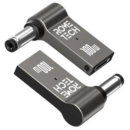 RomeTech - USB C to 5.5x2.1mm DC Adapter Universal Laptop Charger PD Chip (2-Pack) - Black