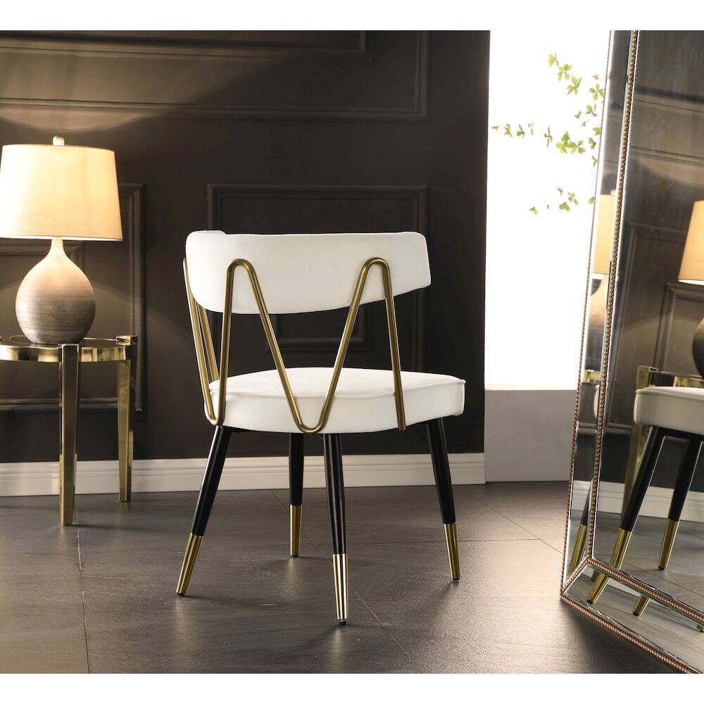 Alt View 1. Meridian Furniture - Rheingold Cream Velvet Dining Chair, Set of 2 - Beige.