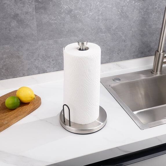 Back. Ocalpur - Ocalpur Metal Paper Towel Holder, Non-Slip Base Countertop Stand, One-Handed Operation, Black.