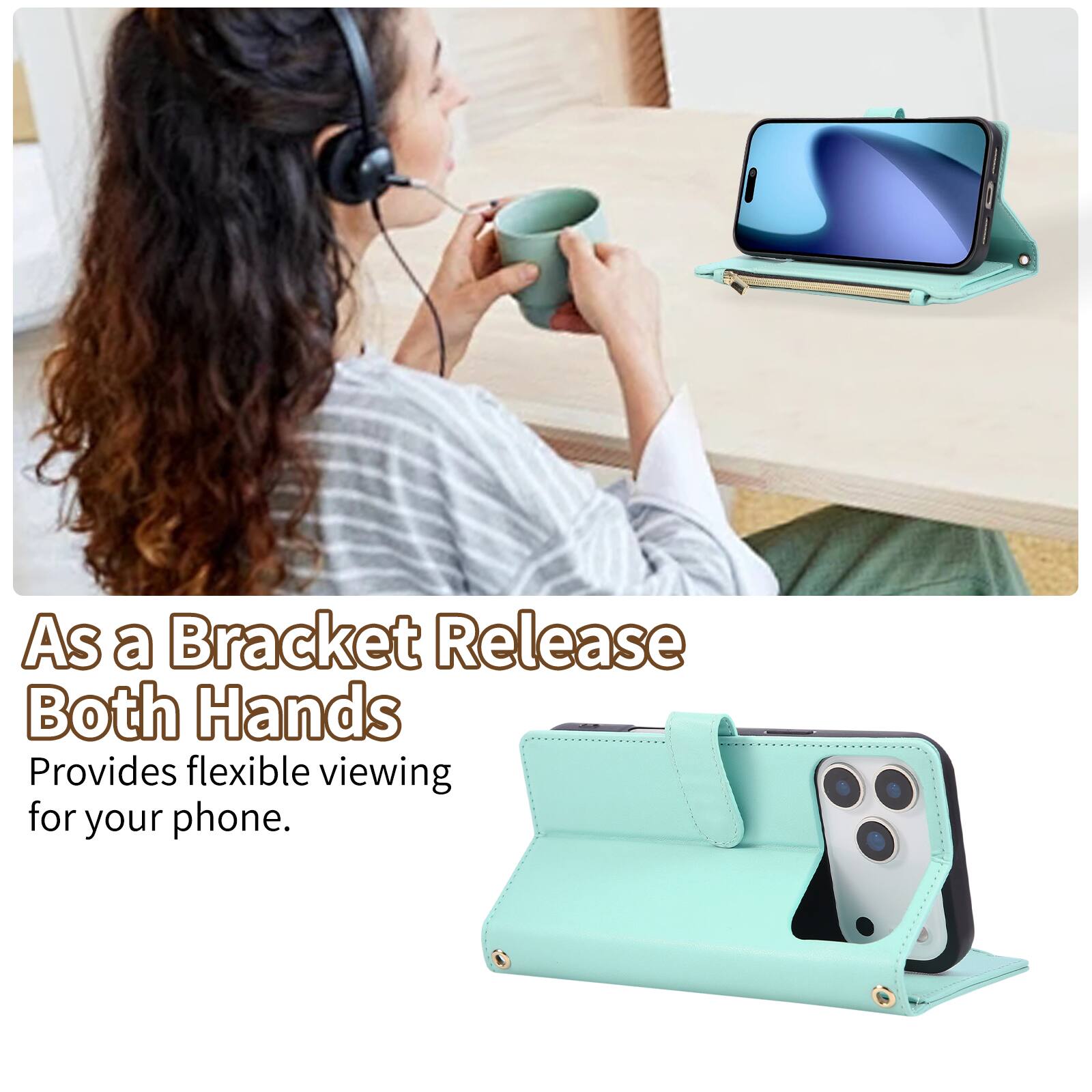 Dteck Wallet Phone Case for iPhone 18 Pro, PU Leather Flip Folio Card ...