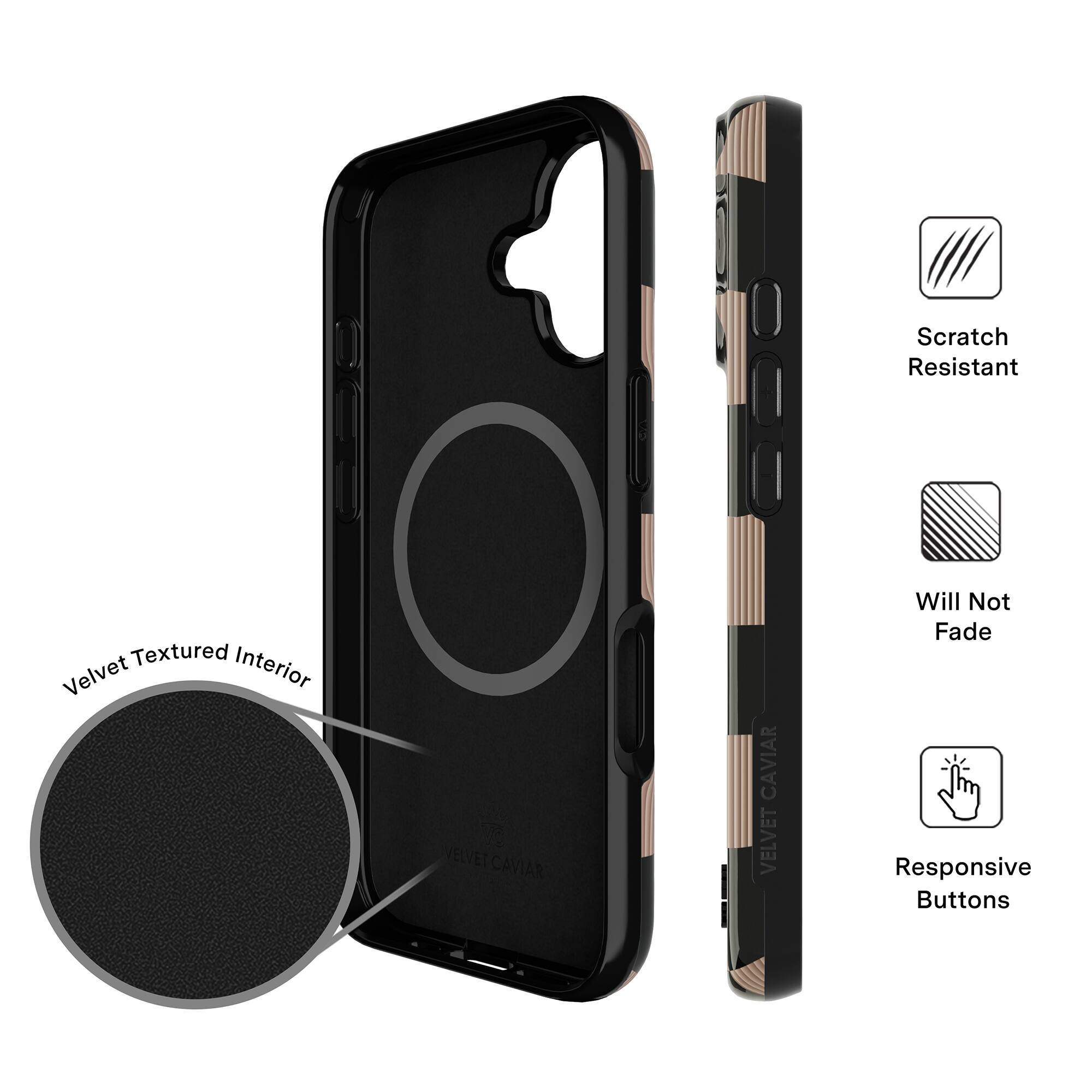 - Velvet Textured Interior
- Scratch Resistant
- Will Not Fade
- Responsive Buttons