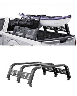 VEVOR - Overland Truck Bed Rack, 49.2-67.9 in Width, Adjustable Overland Bed Cargo Rack with Sidebar - Black