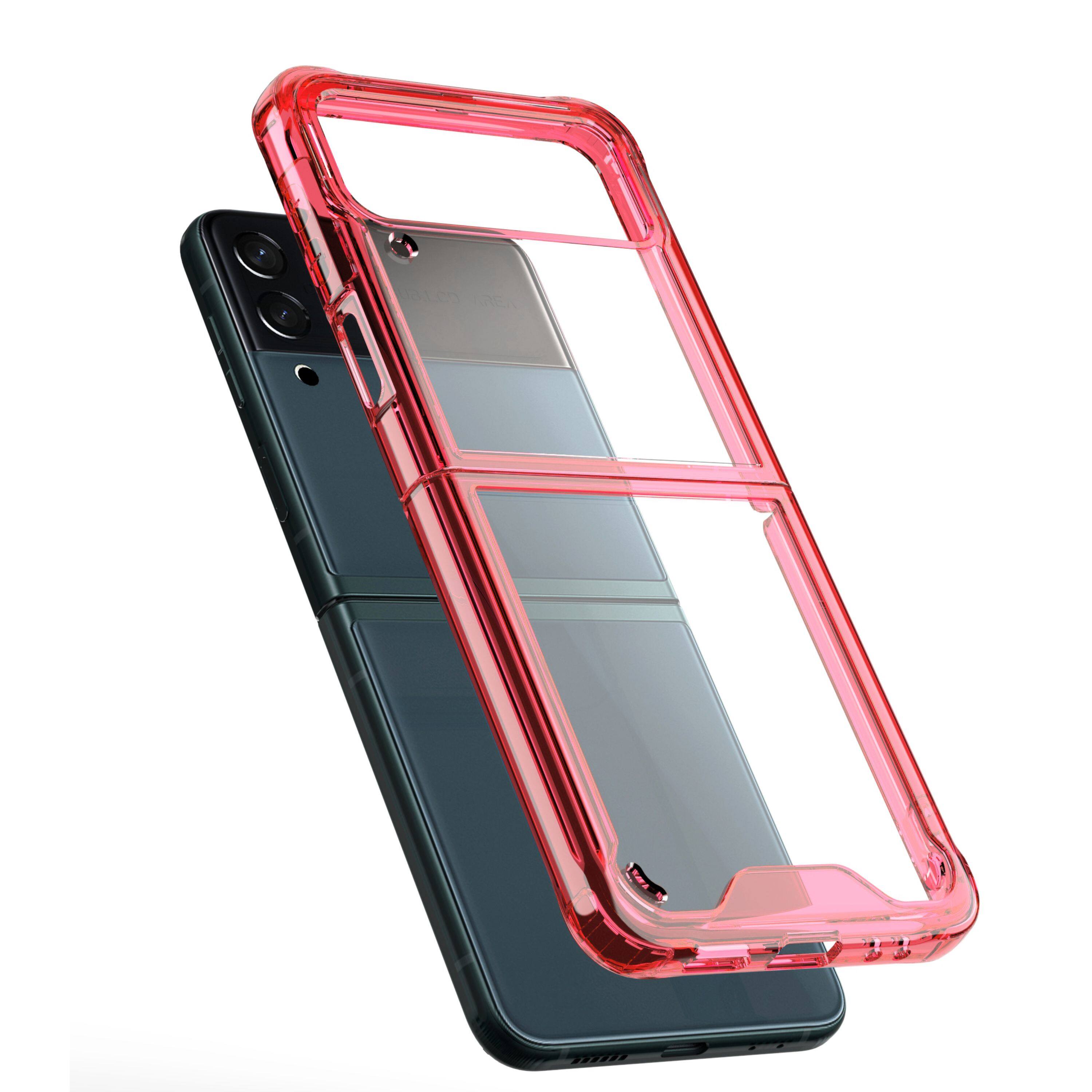 Angle. Kitcheniva - Translucent Hybrid Shockproof Case For Samsung Galaxy Z Flip 6 Red - Red.