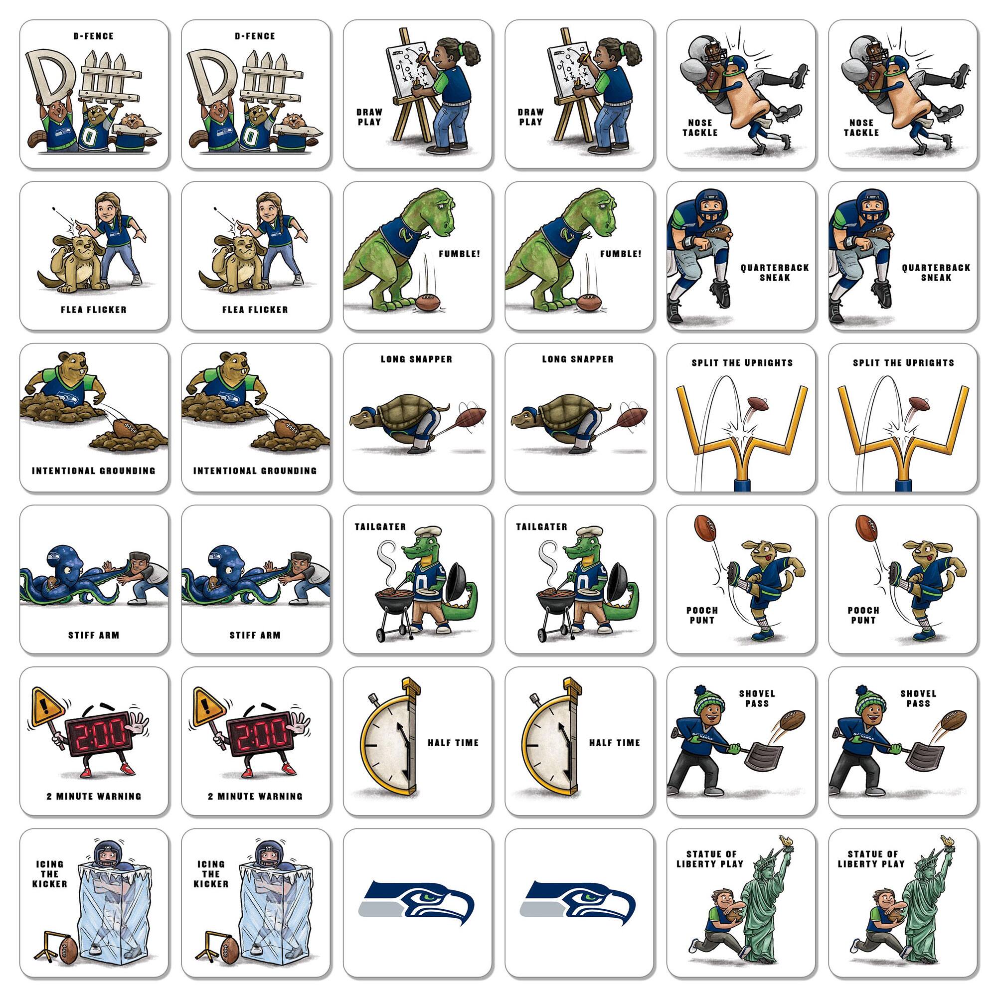 - D-FENCE
- DRAW PLAY
- NOSE TACKLE
- FUMBLE!
- FLEA FLICKER
- LONG SNAPPER
- INTENTIONAL GROUNDING
- STIFF ARM
- 2 MINUTE WARNING
- HALF TIME
- POACH PUNT
- ICING THE KICKER
- STATUE OF LIBERTY PLAY
- TAILGATER
- QUARTERBACK SNEAK
- SPLIT THE UPRIGHTS
- SHOVEL PASS