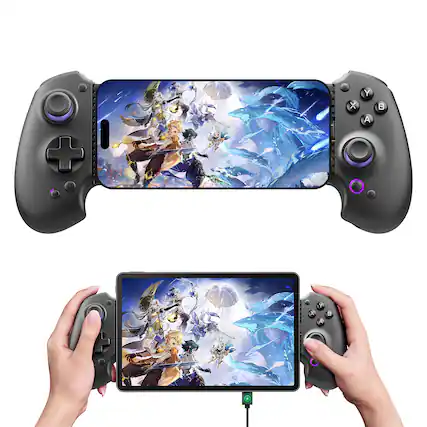 Front. Abxylute - Full-Size Mobile Gaming Controller for iPhone 15/16/17 & iPad Mini, Bluetooth & USB-C Gamepad with Hall Effect Joysticks - Black.