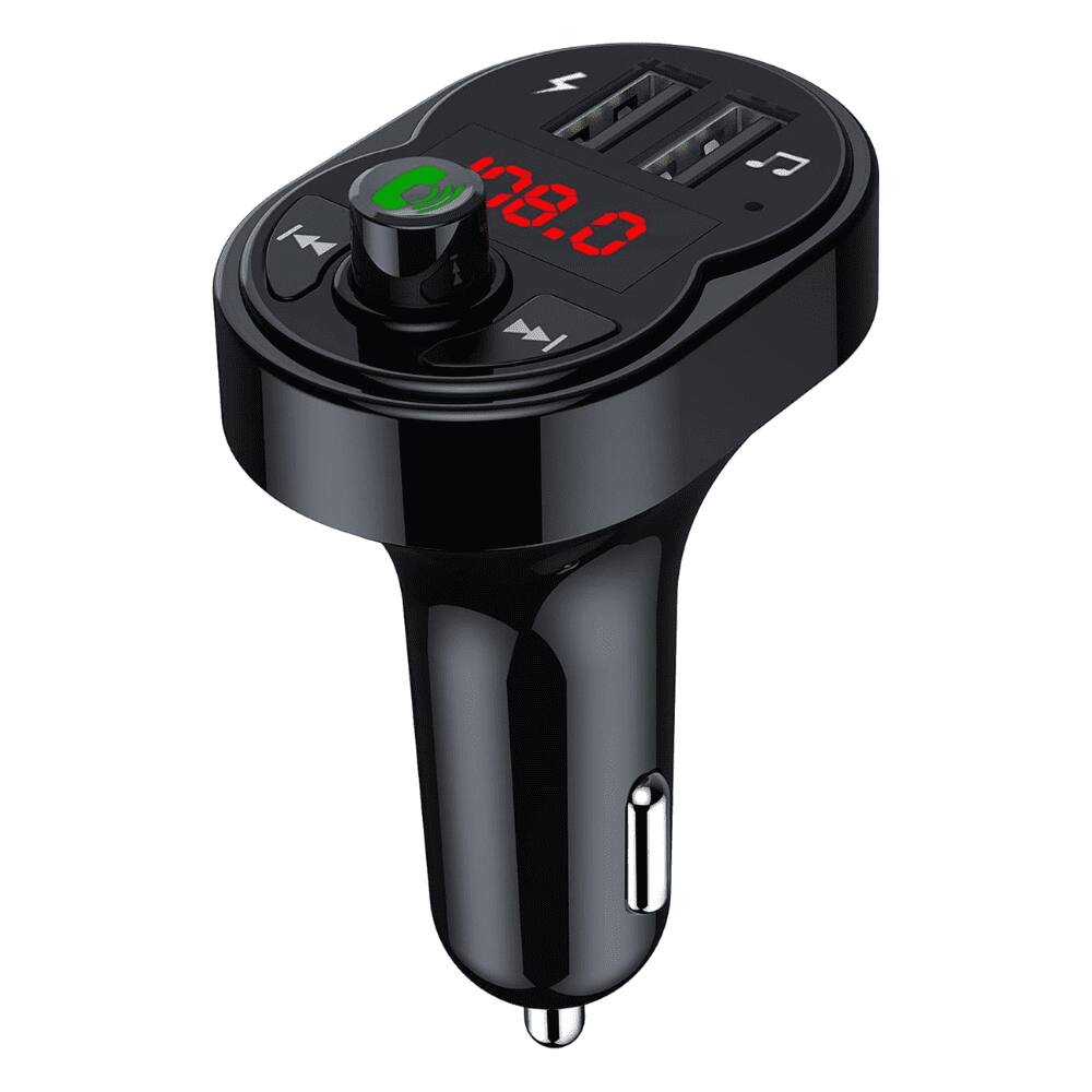Entronix - Multifunctional Car FM Transmitter and USB Charger - Black