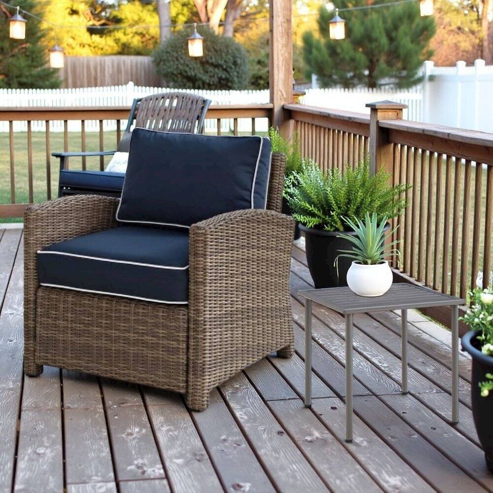 Alt View 3. Outdoor Escape - Brown Metal Side Table for Patio – Small Outdoor Pool Side Table - Light Brown.